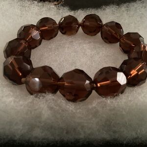 Big Bracelet Dark Topaz Brown Stretch Shiney Whimsical Kitsch